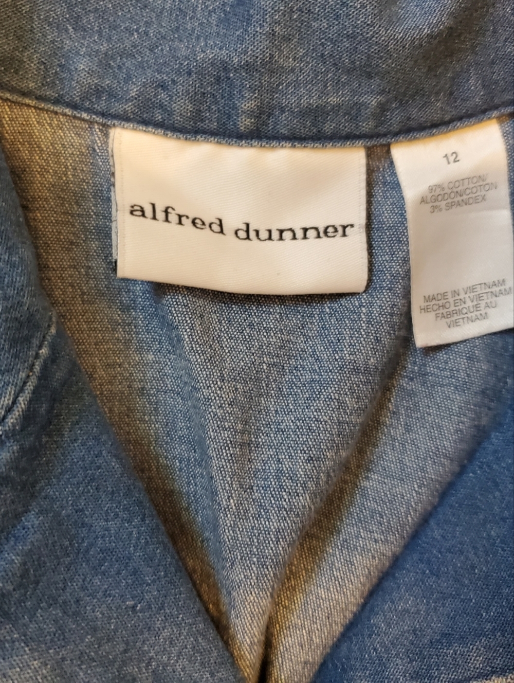 Cotton Alfred Dunner Short Sleeve Jean Snap Blouse Floral Embroidery And Beading